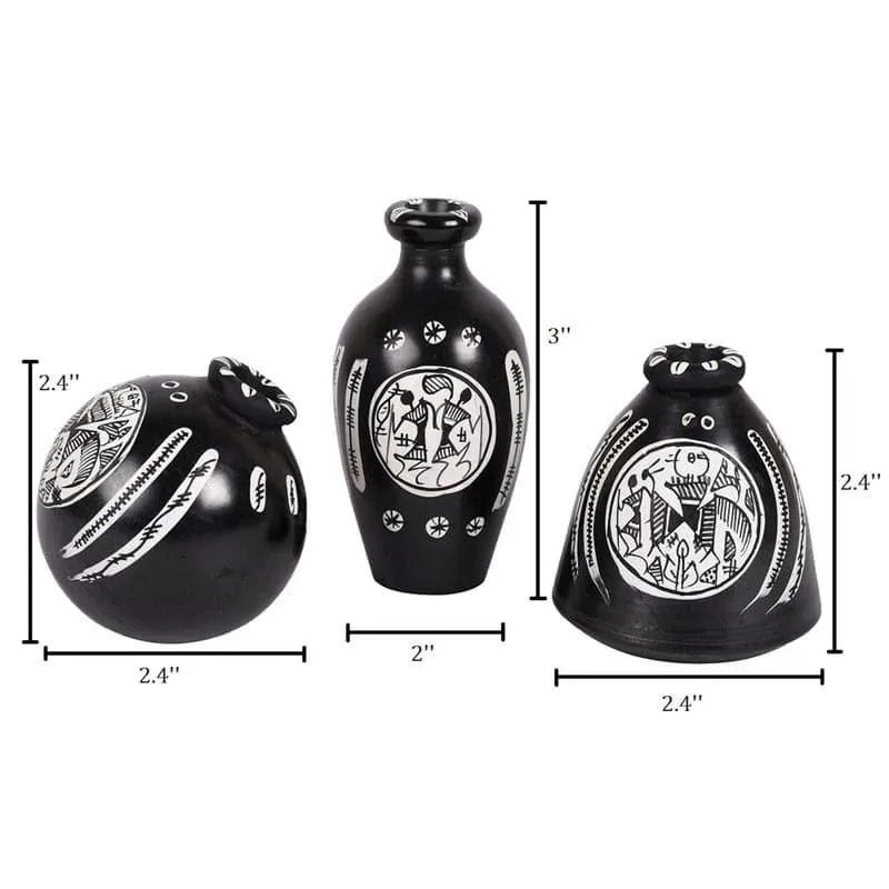 Home Charm Wooden Wall Shelf With Black Pot - Set Of Four media 5