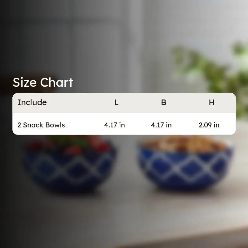 Biteza Ceramic Snack Bowls (Blue , 180 mL Each) - Set Of Two media 8