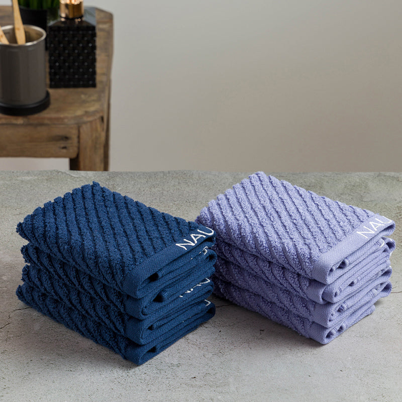Nautica Riviera Soft Cotton Face Towel (Navy Blue & Light Blue) - Set Of Eight media 4