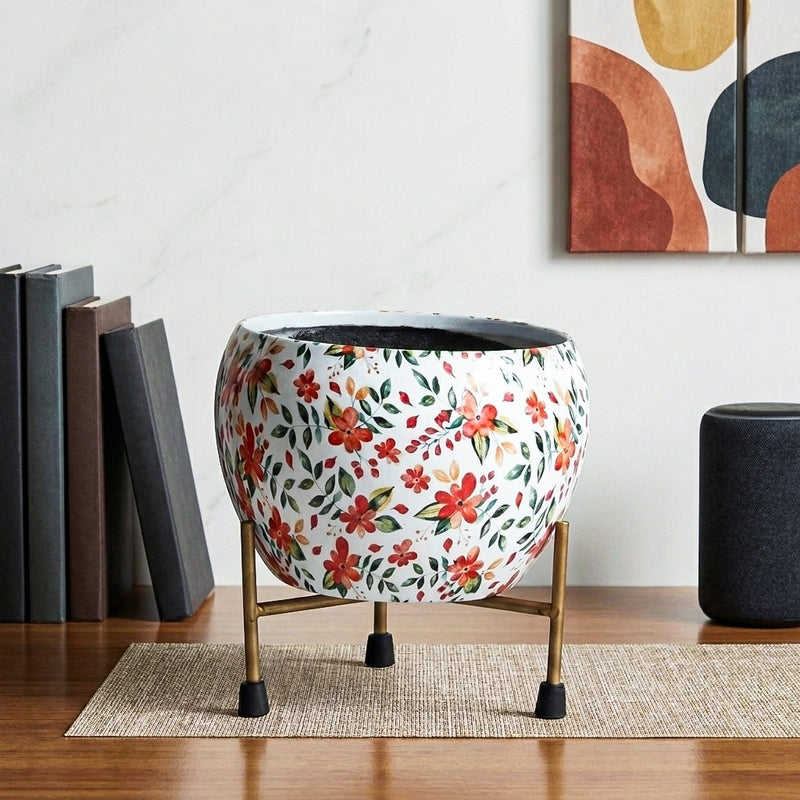 Julietta Peach Floral Planter With Stand