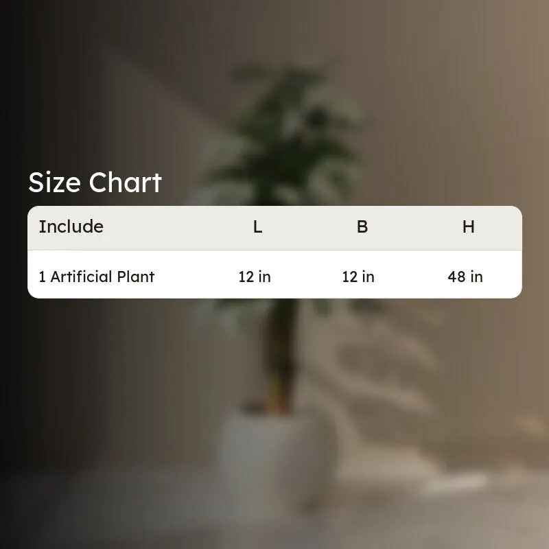 Faux Lush White Monstera Plant With Black Plastic Pot - 4 Feet media 7