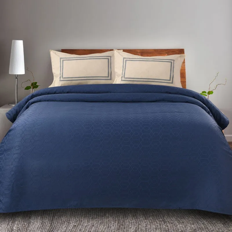 Grid Grace Cotton Bedsheet (Blue) - 150 TC media 3