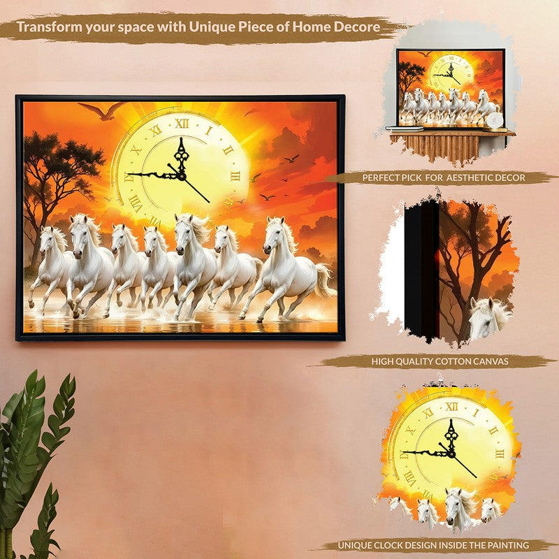 Saptashv Wall Art With Clock media 6