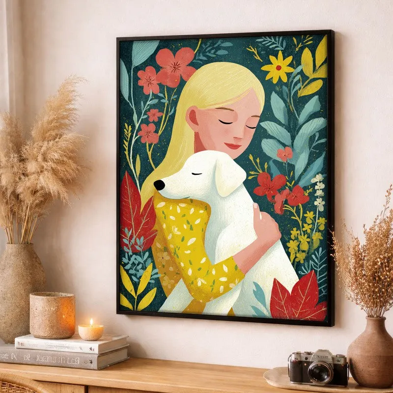 Petals & Paws Canvas Wall Painting - Black Frame media 3