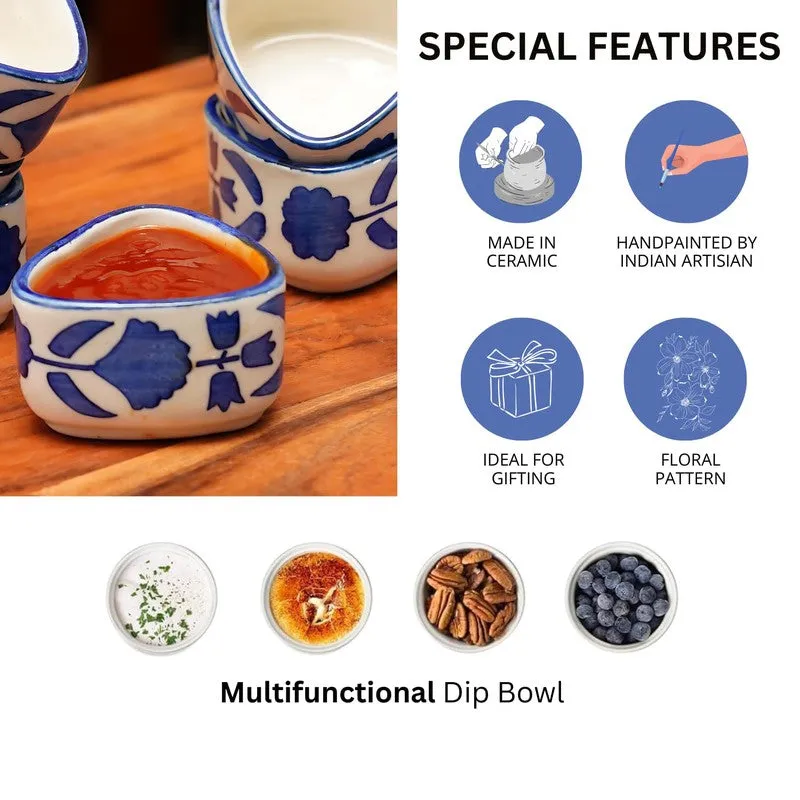 ServeCraft Ceramic Dip Bowls (Blue,White ,40 mL Each) - Set Of Six media 6