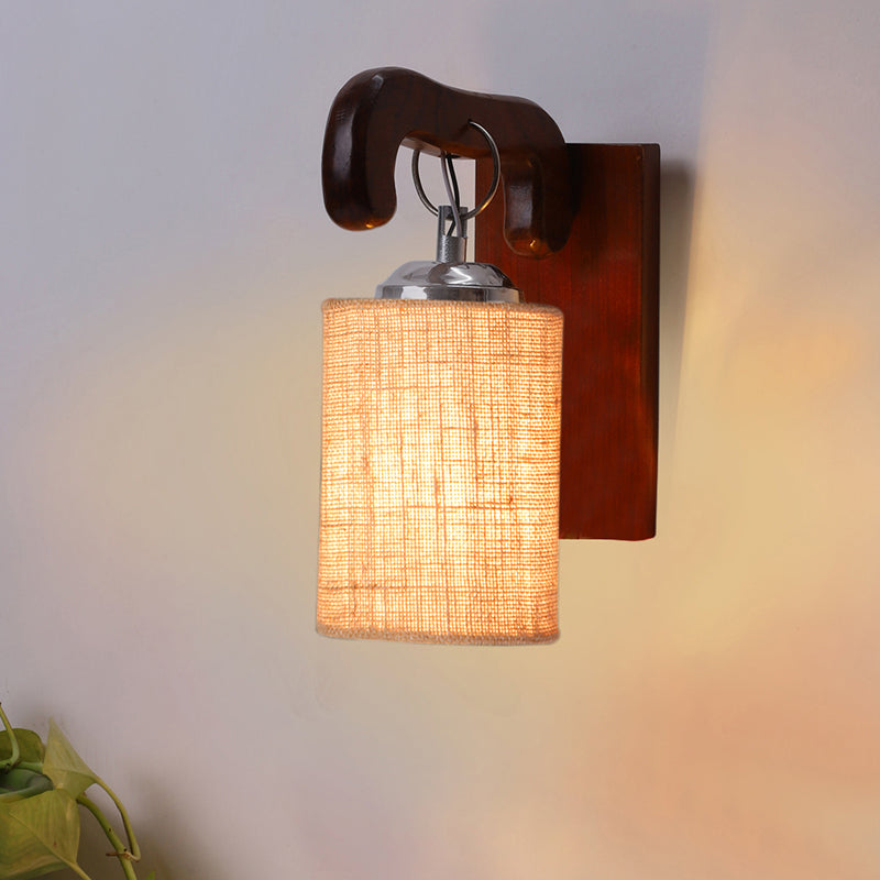 Klarion Jute & Wooden Wall Lamp - Beige
