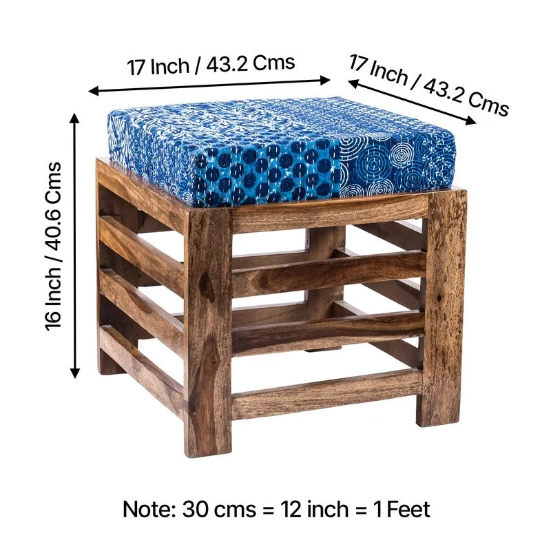 Tirox Sheesham Wooden Bench with Cushions (Blue) - Four Piece Set media 10