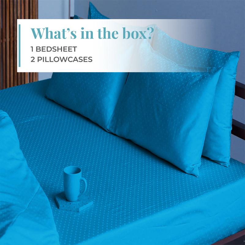 Swiss Dot Cotton Bedsheet (Azure Blue) - 500 TC media 7