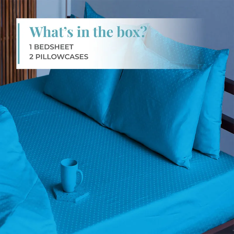 Swiss Dot Cotton Bedsheet (Azure Blue) - 500 TC media 7