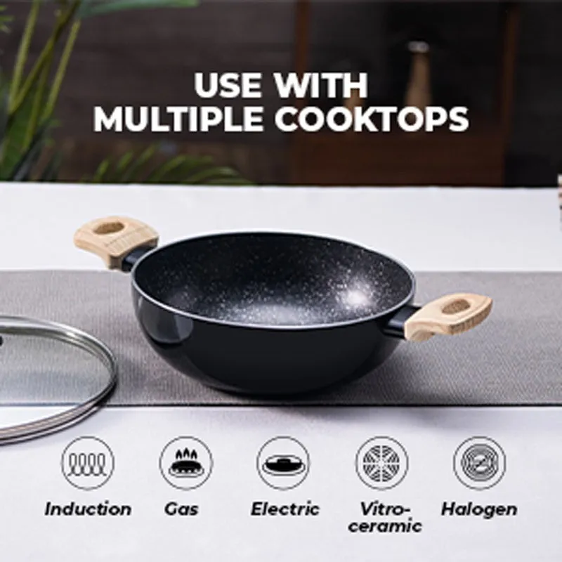 Bergner Non Stick Kadhai With Lid - 7600 mL/13 Inches media 5