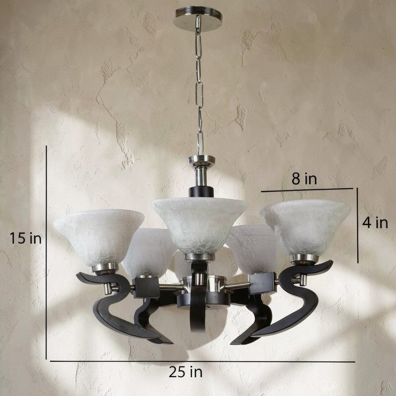 Cresca Wooden Ceiling Lamp - White & Black media 8