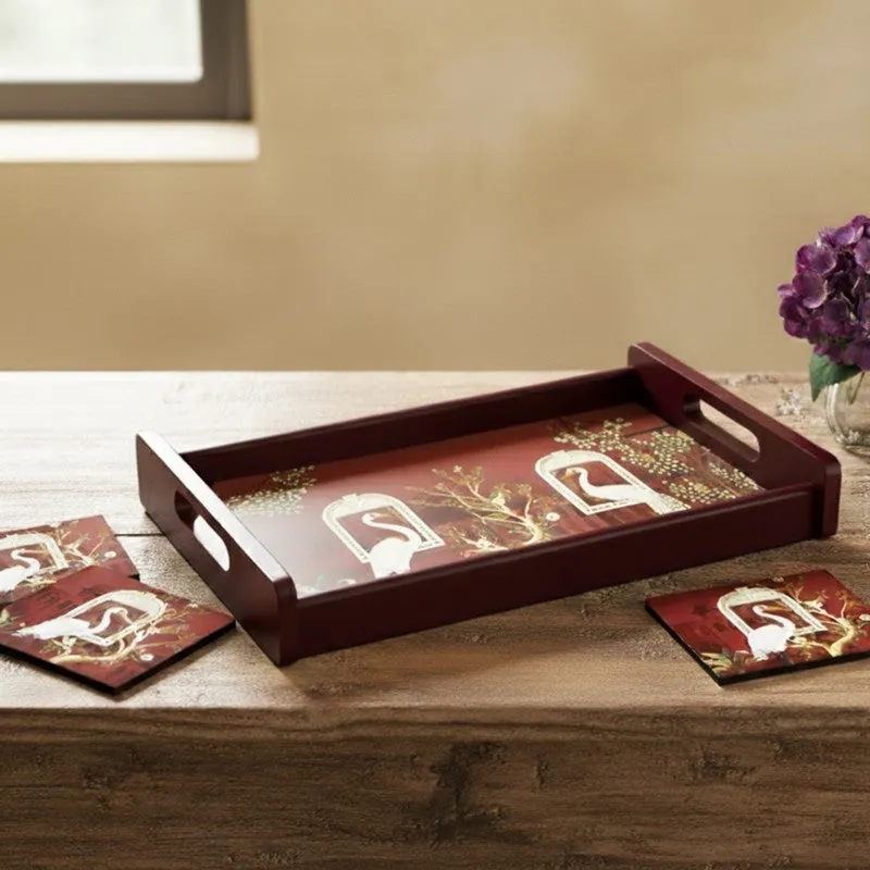 Rustique Serving Tray with 4 Coasters - Five Piece Set media 3