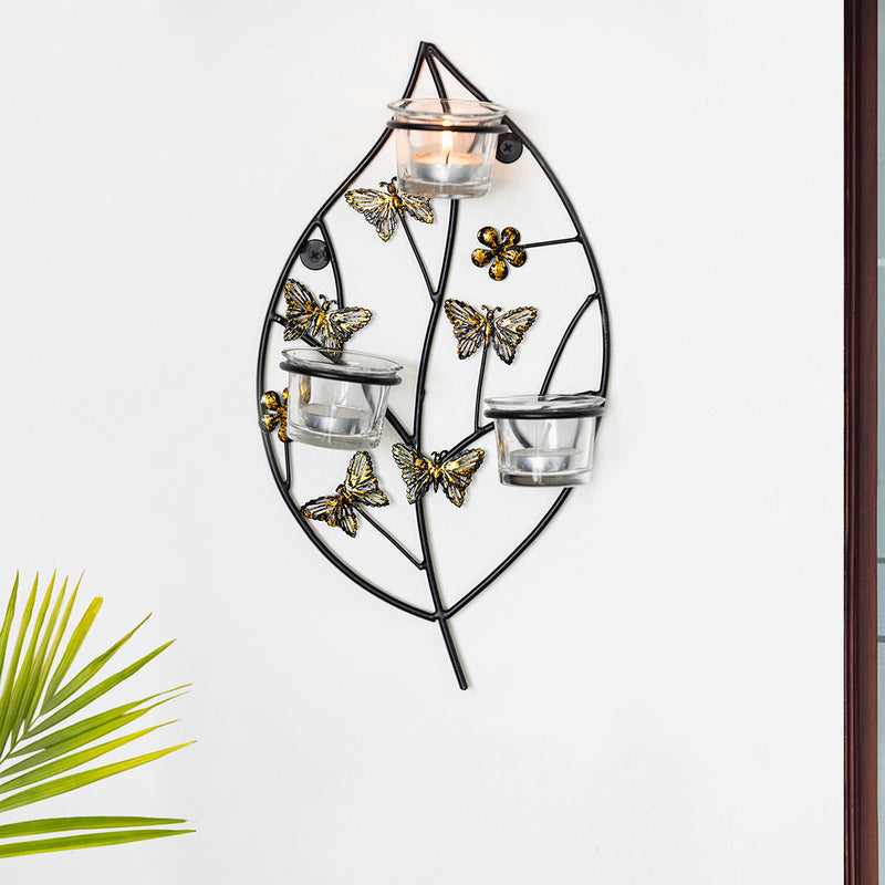 Butterfly Leaf Handcrafted Wall Tealight Candle Holder