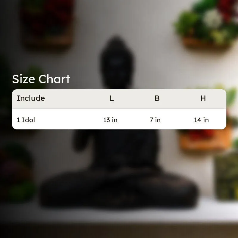 ZenAura Meditating Buddha Marble Showpiece - Black - 9