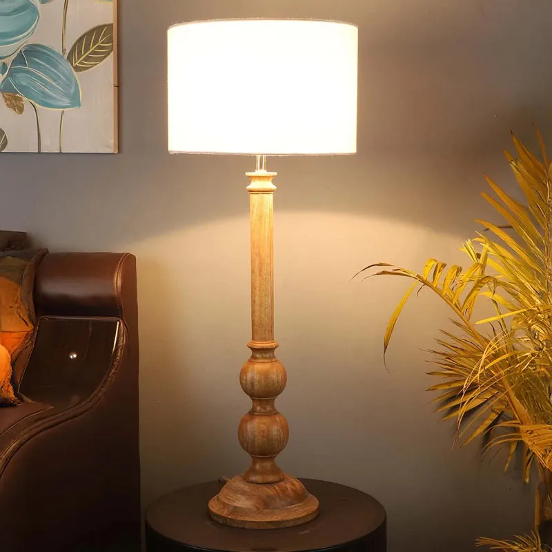 Mintra Wooden Table Lamp - Brown,White media 1