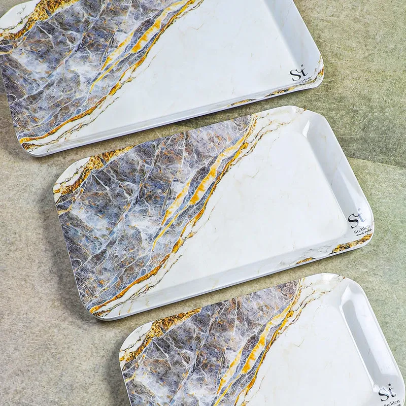 Marbled Glacier Melamine Serving Tray - Set Of Three media 5