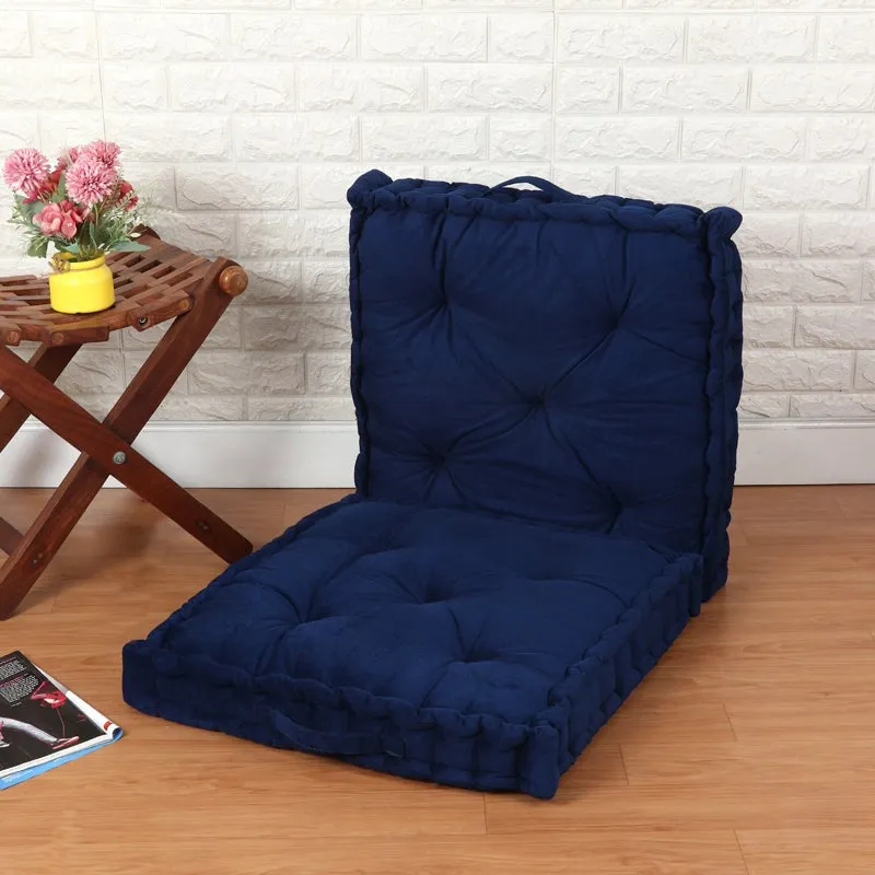 Thera Velvet Floor Cushion (Blue) - Set Of Two media 1