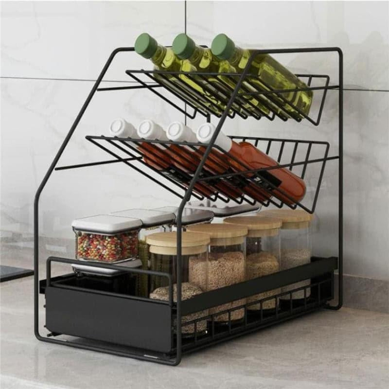 Essentio Multi-Tier Kitchen Rack with Pull-Out Drawer - Black media 3