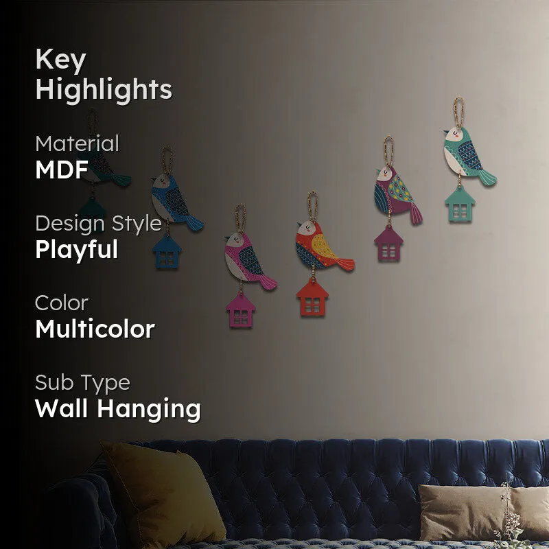 Chirps Of Color MDF Wall Hanging - Set of Six media 2