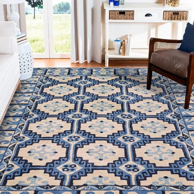 Gamling Hand Tufted Ethnic Wool & Nylon Carpet - Blue media 3