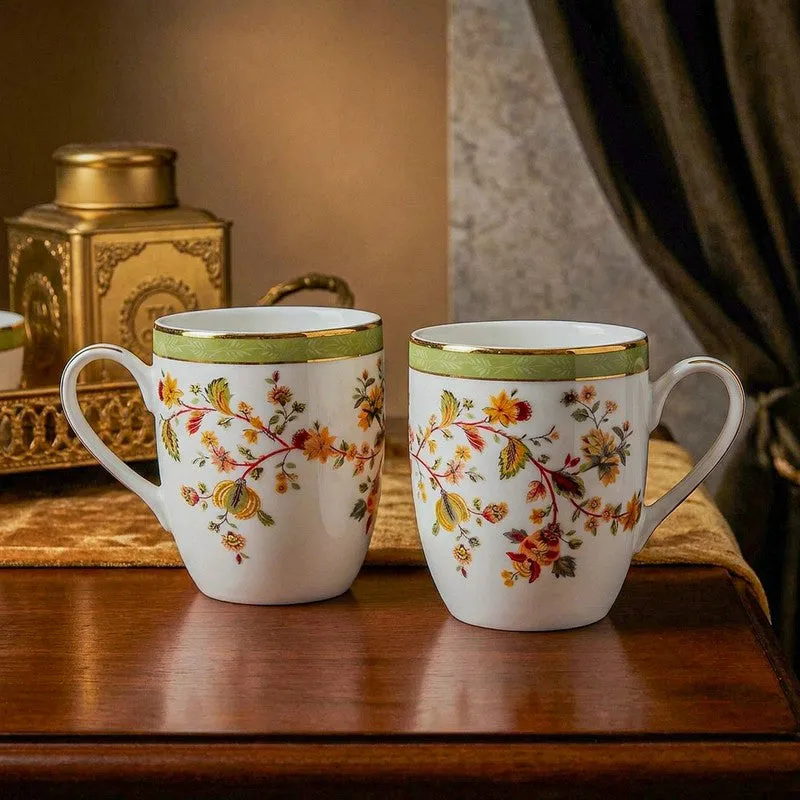 Painted 24k Gold Brushed Porcelain Coffee Mug (280 mL Each) - Set of Four media 3