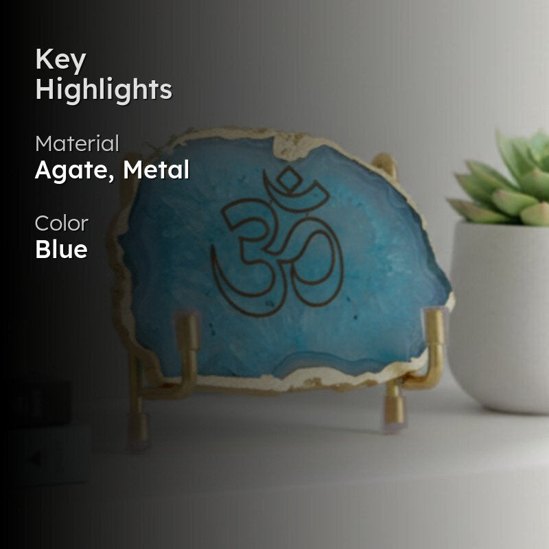 Om Handcrafted Agate Religious Accent - Turquoise media 2