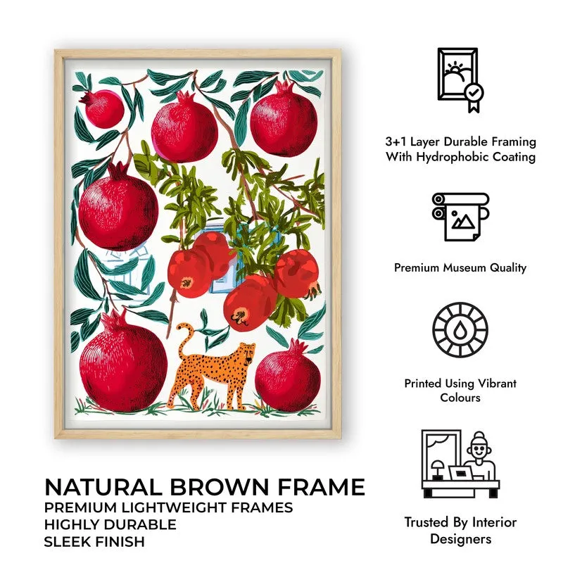 Pomoria Pomegranate Garden Illustration Canvas Wall Painting With Brown Frame media 10