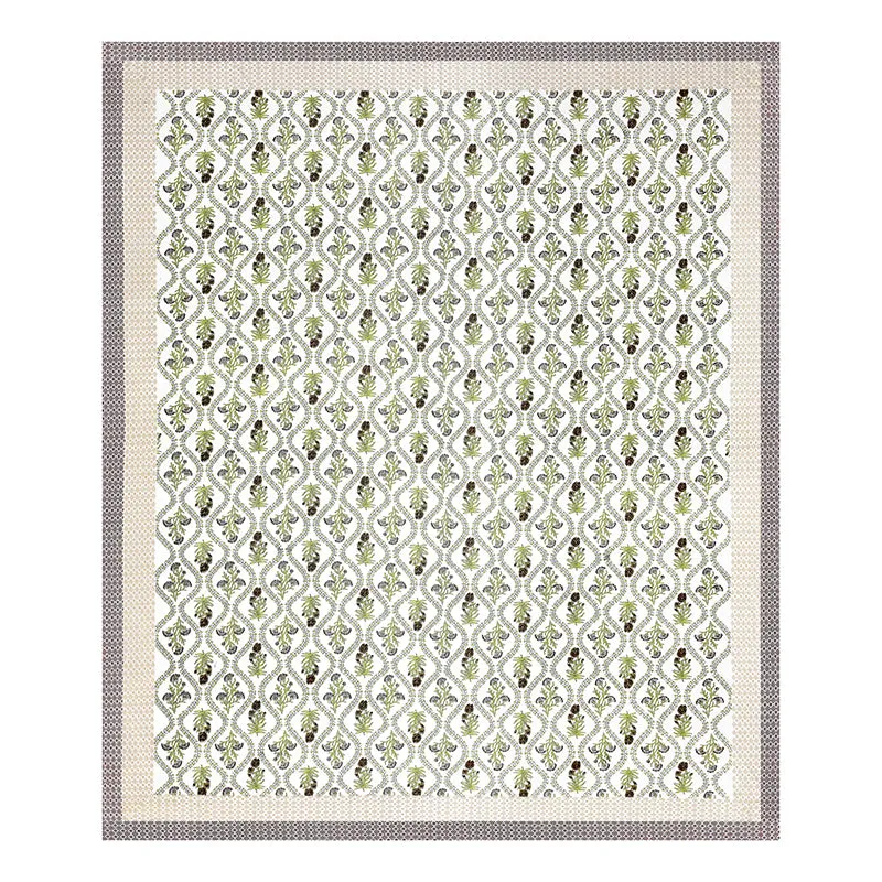 Ethnik Blooms Cotton Bedsheet (Soft Green) - 144 TC media 7