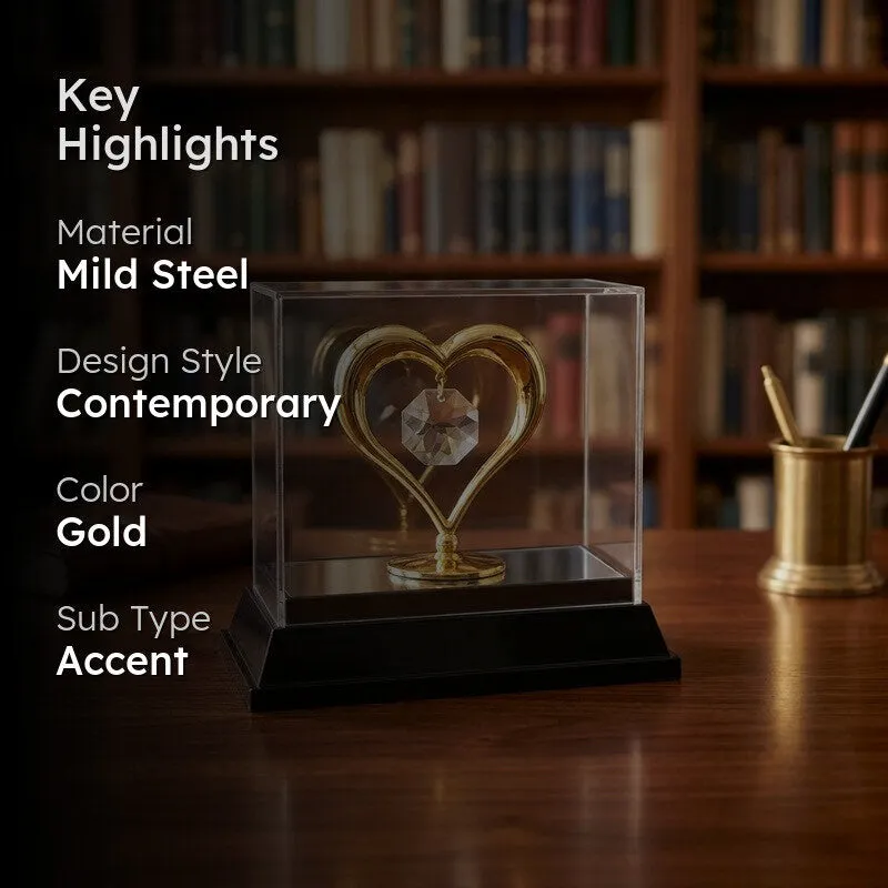 Regal Heart Accent 24K Gold Plated Mild Steel Showpiece media 2