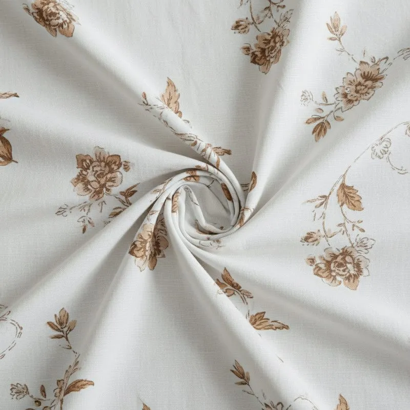 Sunpetal Floral Cotton Bedsheet (Brown) - 180 TC media 5