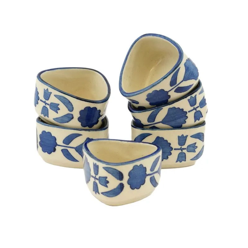 ServeCraft Ceramic Dip Bowls (Blue,White ,40 mL Each) - Set Of Six media 3