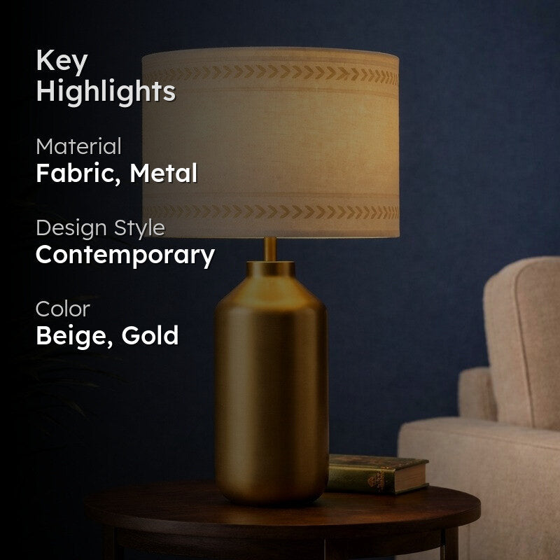 Solace Elite Cotton Table Lamp - Beige media 2