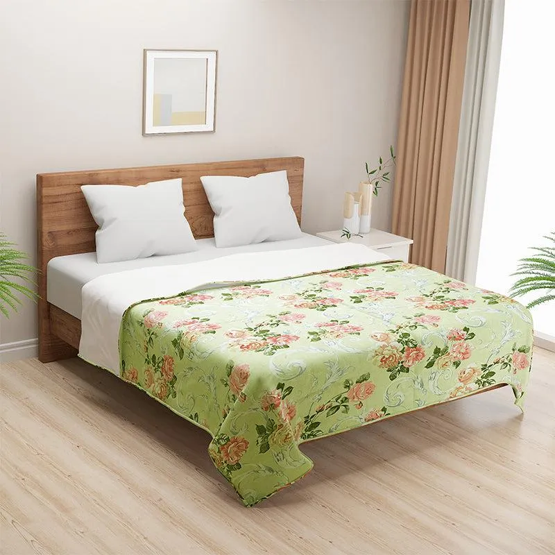 Swayam Margot Floral Cotton Dohar (Green) - 110 GSM media 1