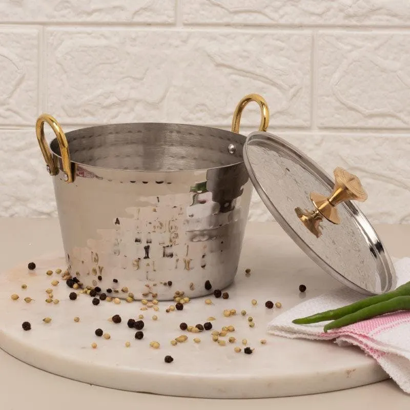 Vintage Charm Hammered Tapered Serving Pot - 500 ML media 1