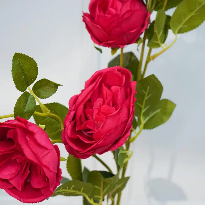 Faux Peony Flower Stick (Dark Pink) - 35 CM media 4
