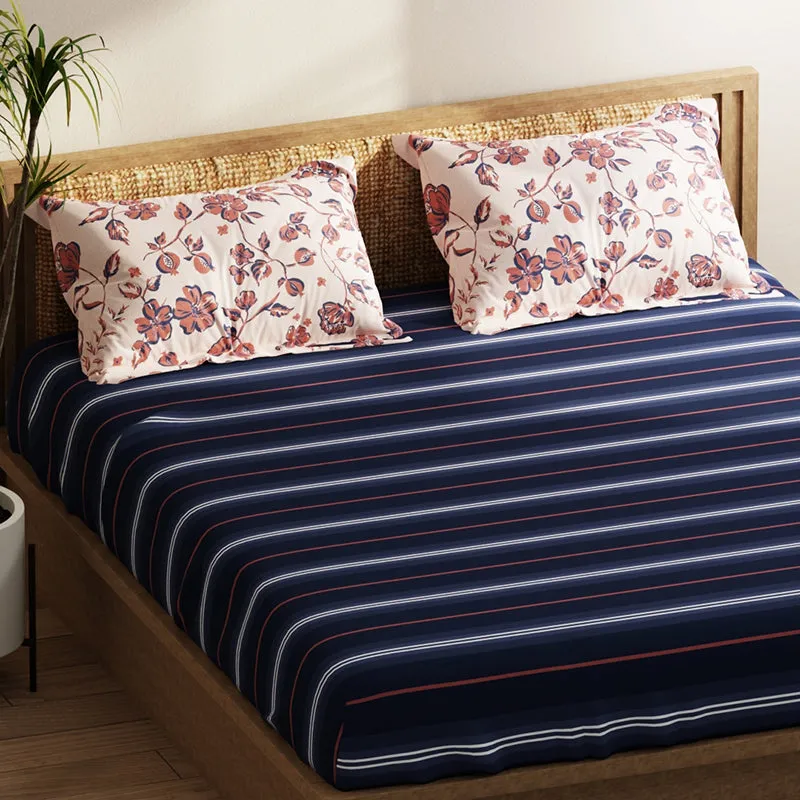 Faraday Floral Microfiber Bedsheet (Dark Blue) - 120 GSM media 5