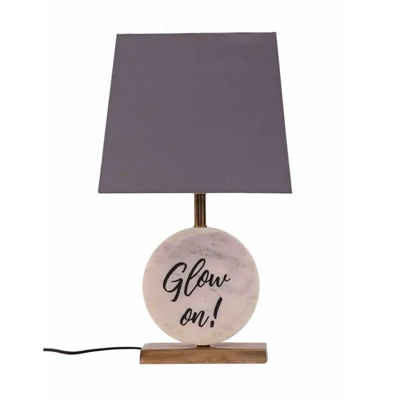 Glow On Marble & Brass Base Fabric Table Lamp - Grey,White media 3