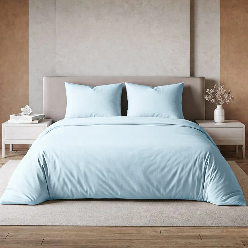 Maison Fitted Solid Cotton Bedsheet (Pale Blue) - 400 TC media 1