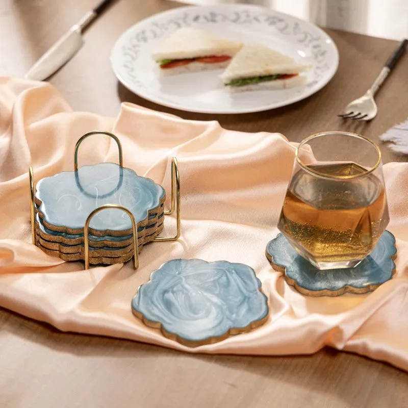 LuxeEdge Decorative Coasters (Blue) - Seven Piece Set media 1