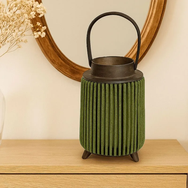 ThreadLuxe Bamboo Tea Light Candle Holder - Dark Green media 3