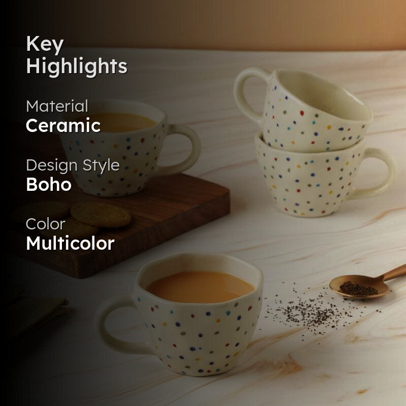 Starry Ceramic Tea Cup (210 mL Each) -  Set of Four media 2