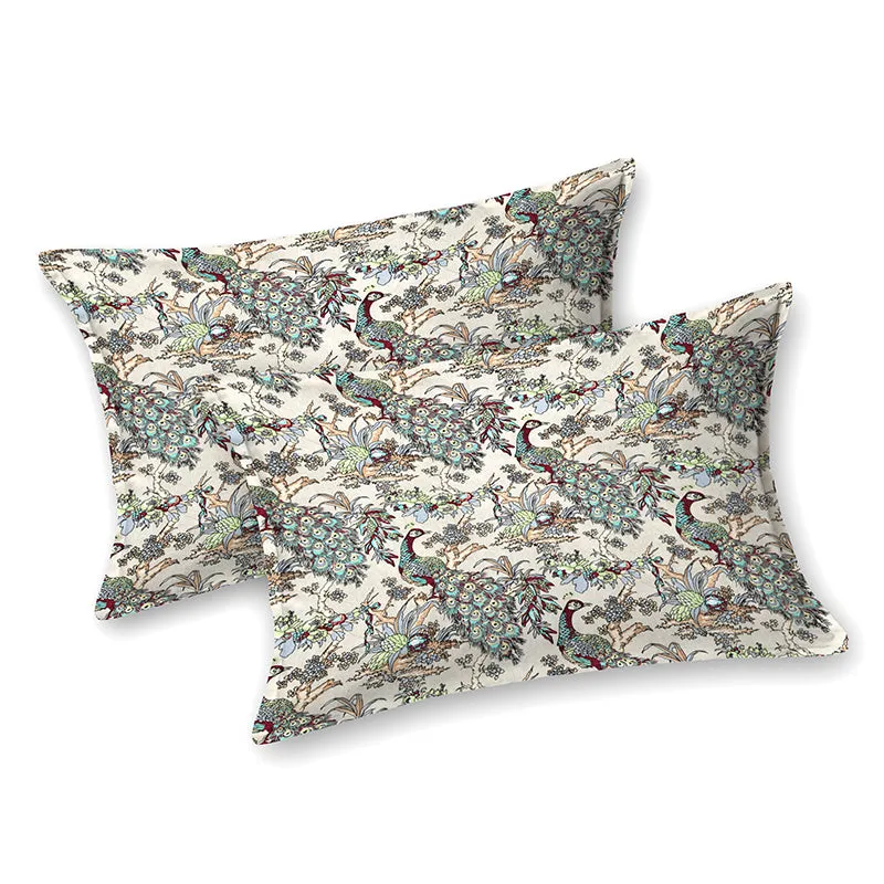 Vibrant Mor Floral Cotton Bedsheet (Green) - 160 TC media 7