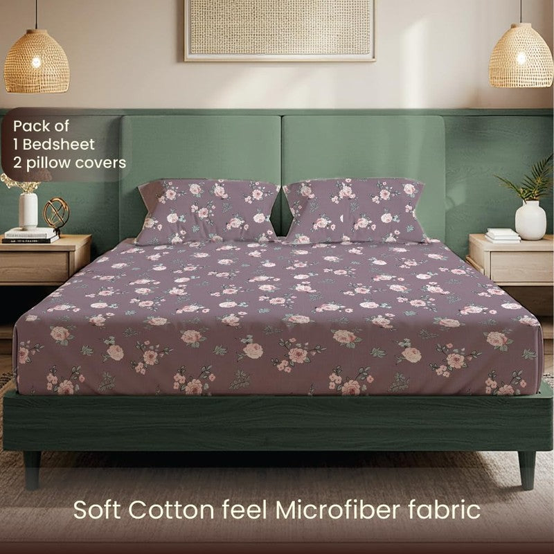 Earthy Petal Floral Cotton Bedsheets (Brown) - 200 TC media 4