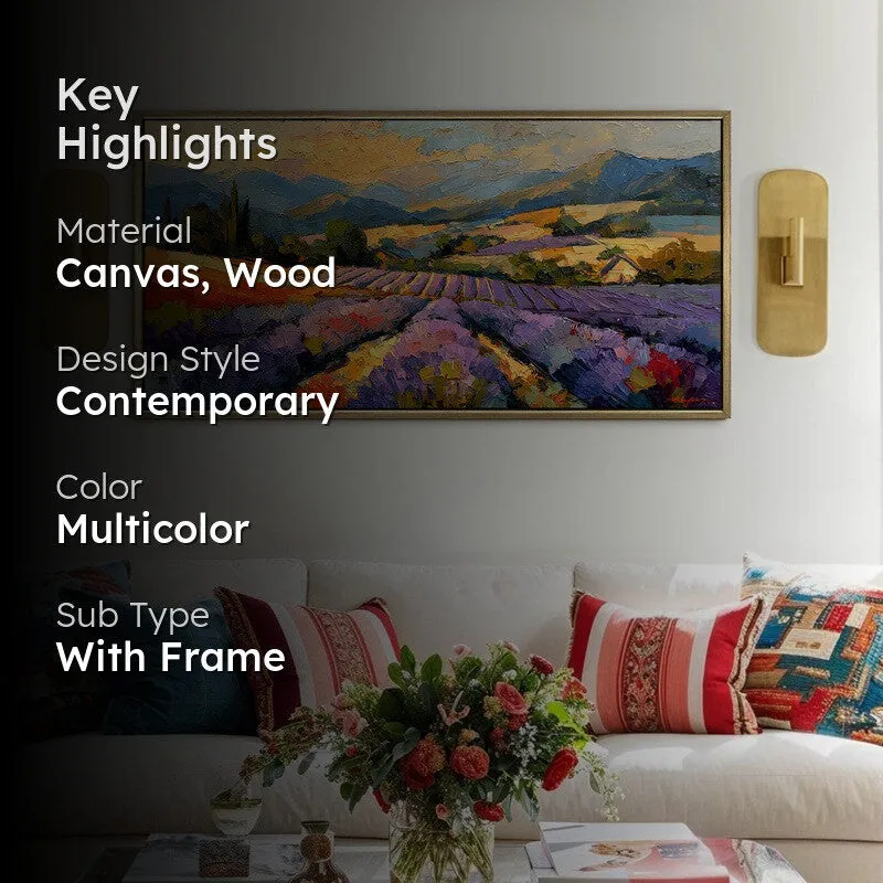 Lavender Fields Canvas Wall Painting With Frame media 2
