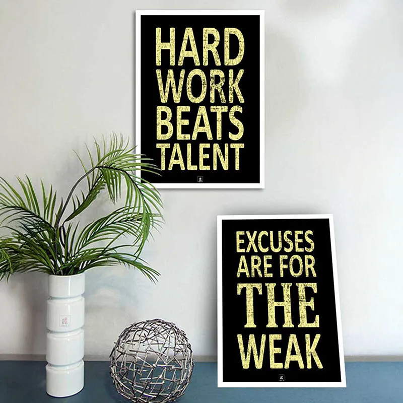 Hard Work Beats Talent Wall Art - Set Of Two media 3