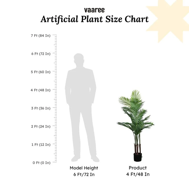 Artificial Arica Palm Plant With Black Fiber Pot - 3.9 Feet media 7