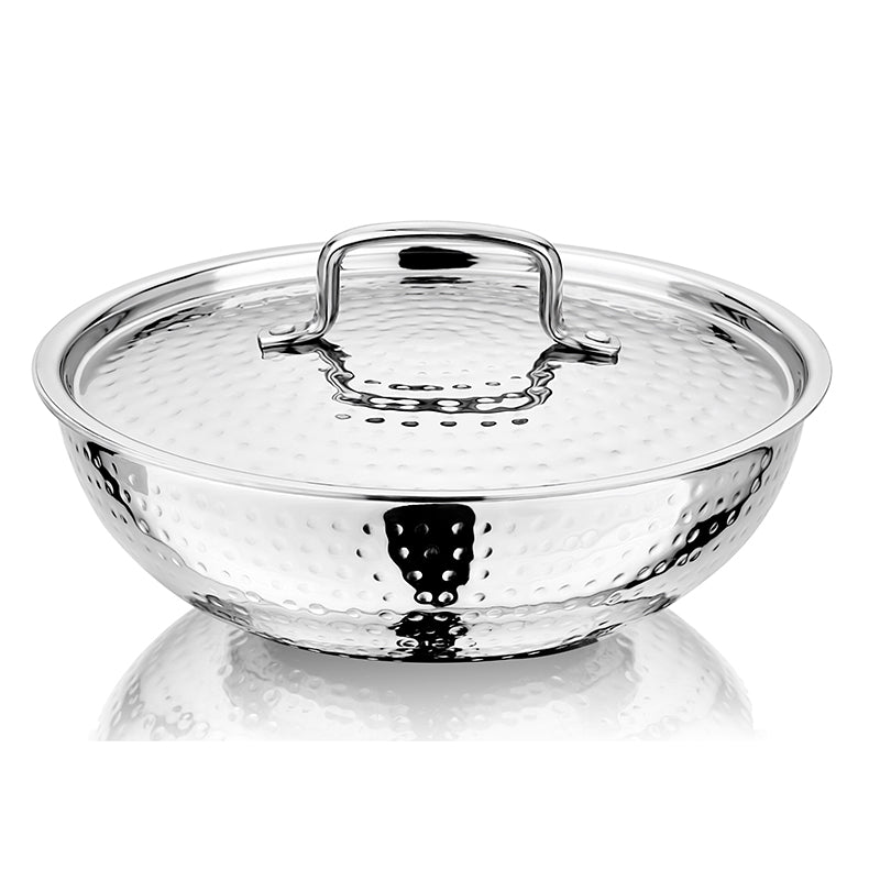 Nirlon Steel Hammered Kadhai With Lid - 3200 mL/10 Inches media 9