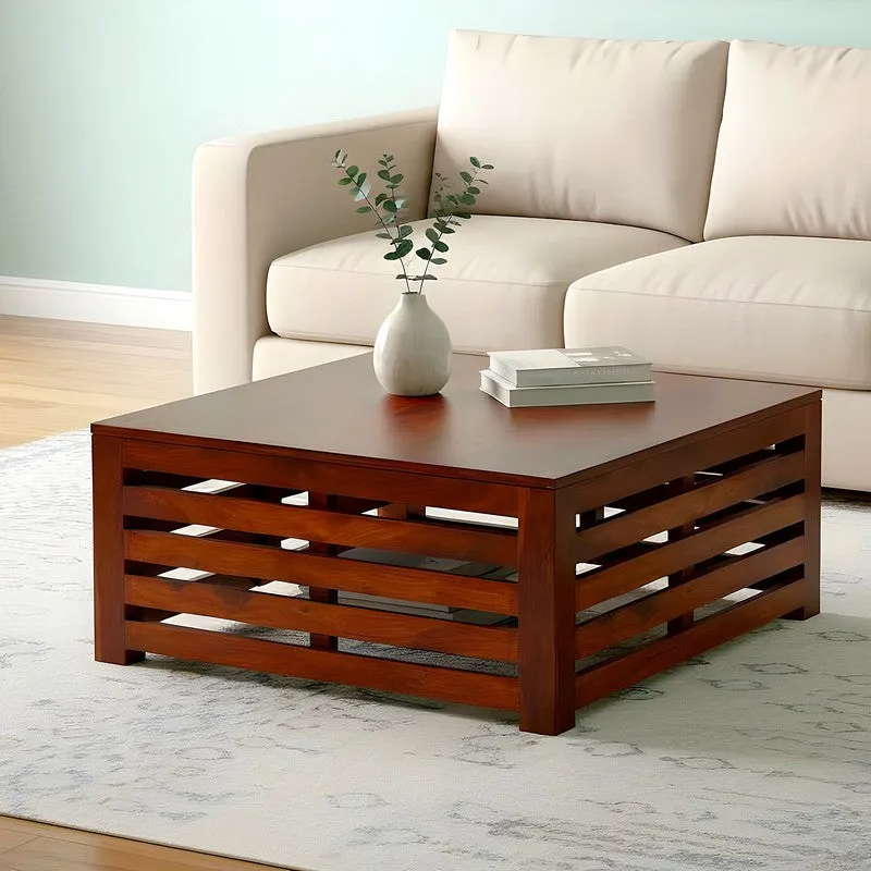 Qervon Sheesham Wooden Center Table - Deep Brown media 1