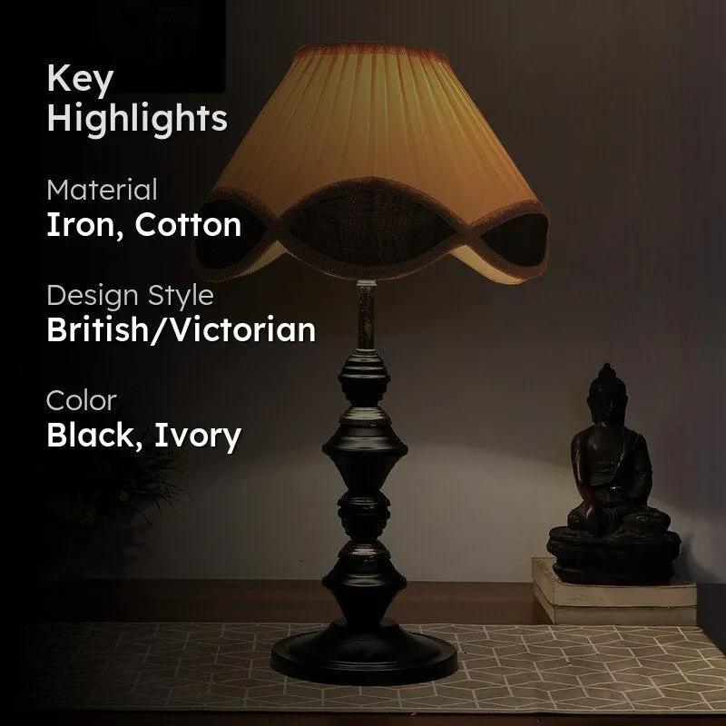 Glevyx Cotton Table Lamp With Iron Base - Ivory media 2