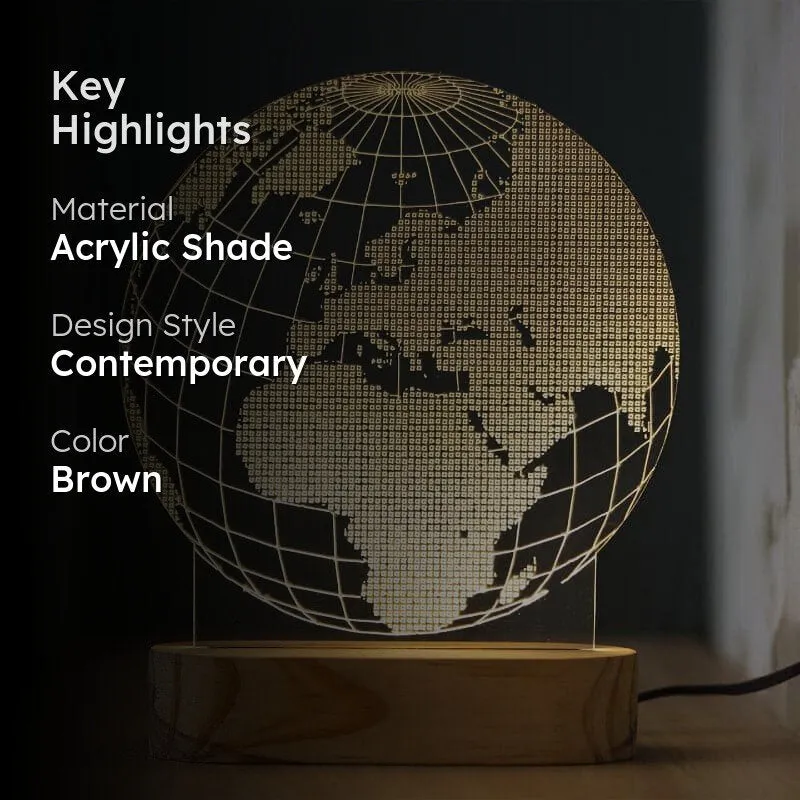 Globe Wonder Luminance Acrylic LED Table Lamp - Brown media 2